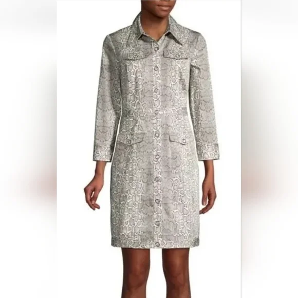 Elie Tahari Women's Emilia Snake Print Shirtdress NWT $498.00 Size US 6 Small